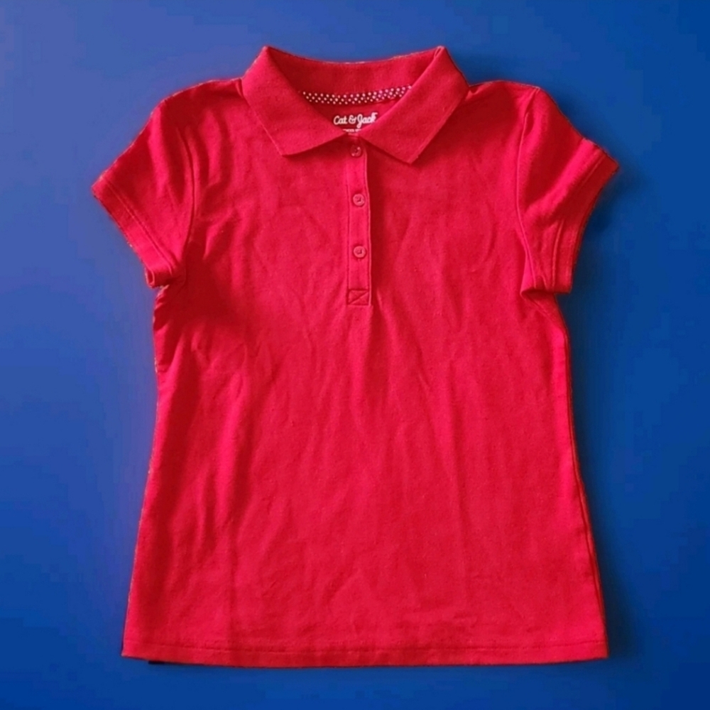 NWT Cat & Jack Girls Polo Shirt Size Small Color Red